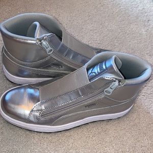 Puma silver high top sneakers